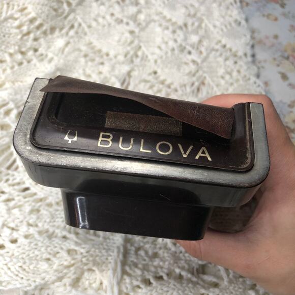 Vintage Bulova Automatic Original Plastic Leather Watch Display Storage Box Case - Picture 7 of 16